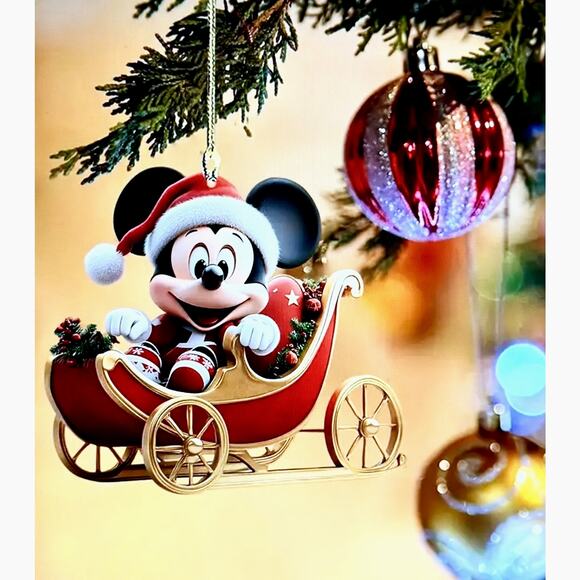 Mickey Mouse in a Sleigh Christmas Tree Ornament - Picture 2 of 6
